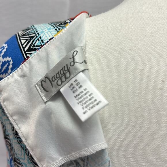 Maggy L Tank Dress Size 18 Vibrant Color Pattern 35" Length 22" Bust - Picture 6 of 8